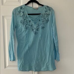 Women’s Merona Light Blue Embroidered Tunic